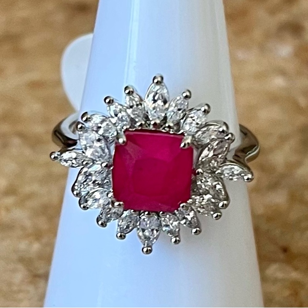 Bomb Party Retro RBP2153 Worth The Chase Hot Pink Quartz on Rhodium Ring